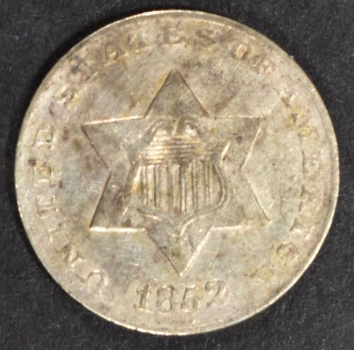 1852 3 CENT SILVER AU