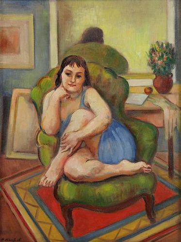 KARFIOL, Bernard. Oil on Canvas. Seated Woman.