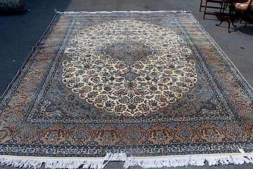 Large and Finely Woven Roomsize Kashan Carpet.