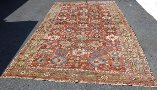 Large Antique Finely Woven Heriz Carpet.