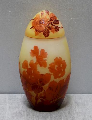 Unusual Galle Egg Shaped Art Glass Vase.