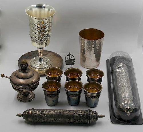 JUDAICA. Grouping of Assorted Sterling Items.