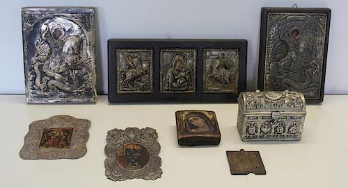 SILVER. Grouping of Russian Icons.