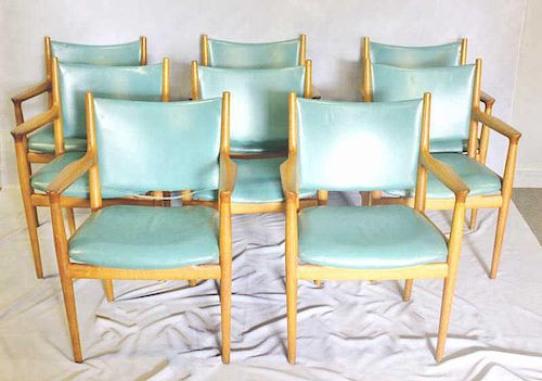 Early Set of 8 Hans Wegner; Johannes Hansen Chairs
