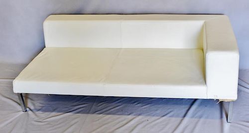 Post-Modern White Upholstered Low Sofa.