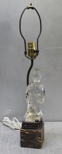 Art Deco Chinese Glass Buddha as a Lamp.