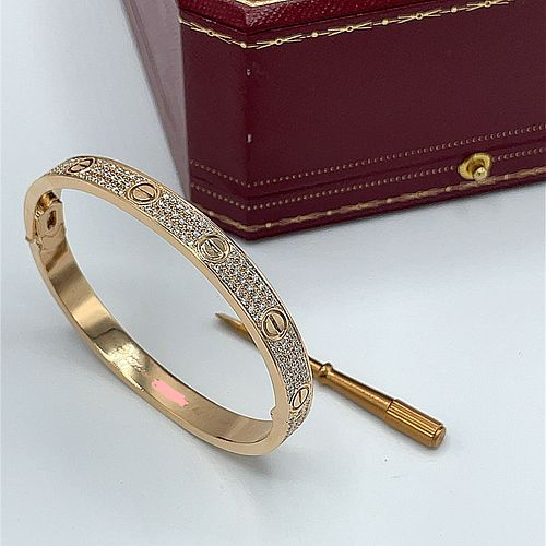 Cartier 18k Rose Gold Diamond Pave Bracelet Size 16