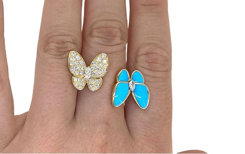 Van Cleef & Arpels Two Butterfly Between the Finger ring 18k Diamond Size: 6.5