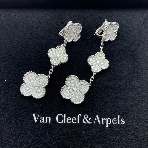 Van Cleef & Arpels Magic Alhambra 4.26ct Diamond 18K White Gold Earrings