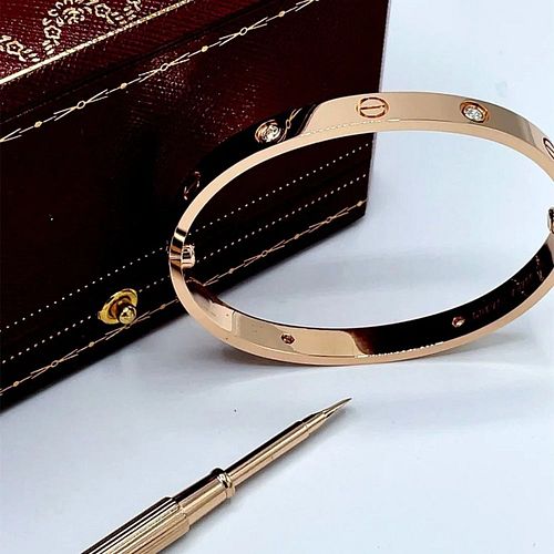 Cartier 4 Diamond 18k Rose Gold Size 17 Bracelet