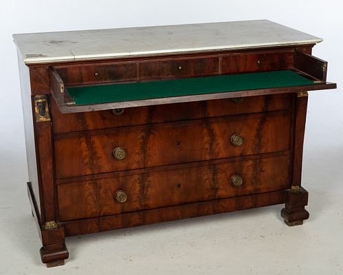 French Empire Marble Top Commode, Early 19th Century