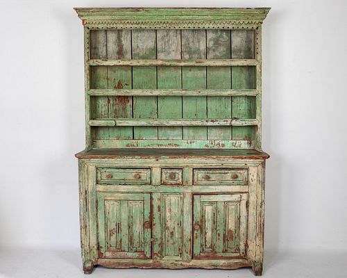 Green Painted Pine Cabinet, 19th C