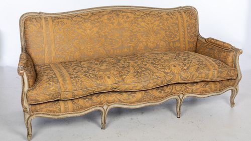 Louis XV Style Fortuny Upholstered Painted Settee