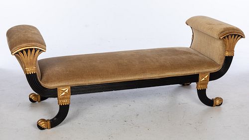 Regency Style Egyptian Revival Upholstered Bench