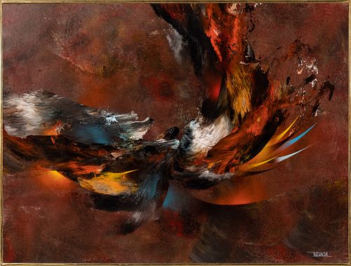 Leonardo Nierman, Bird in the Wind, Oil on Masonite