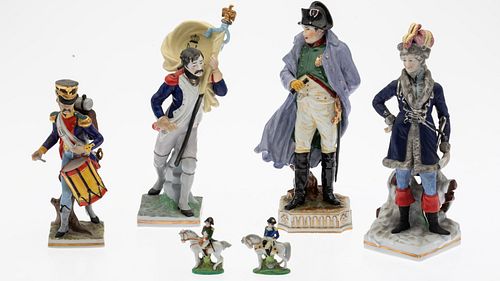 6 German Porcelain Military Figurines, with Napleon