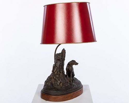 Hunting Dog Bronze Now Mounted as a Lamp