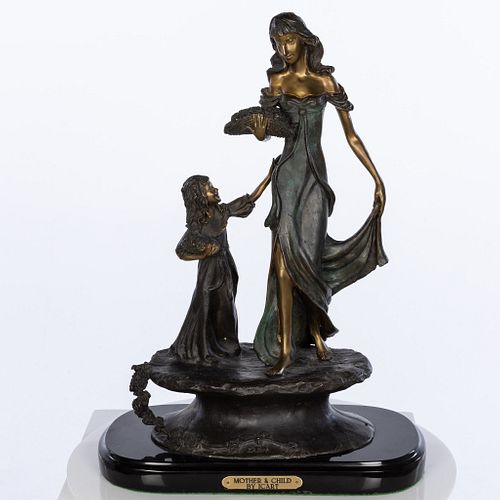 After Icart, Bronze Mother and Child