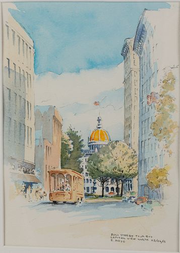 Everett Mayo (b. 1947), Bull Street Tour Bus, W/C