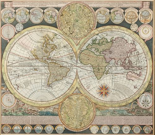 Adam Friedrich (1679-1742) Double Hemisphere Map