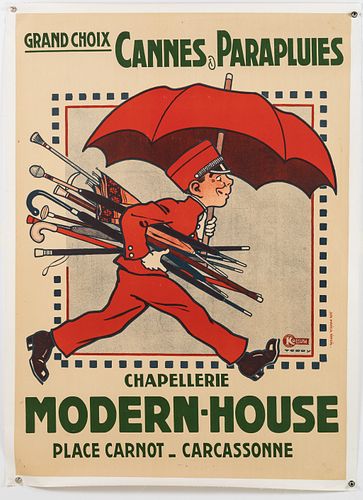 T. Cody, Vintage French Umbrella Advert Poster