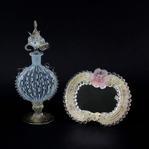 Lot of Two (2) Vintage Murano Glass Vanity Items.
