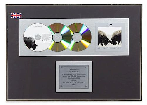 A U2: The Best of 1990-2000 900,000 UK Copies Sold Presentation Album 16 x 22 inches.