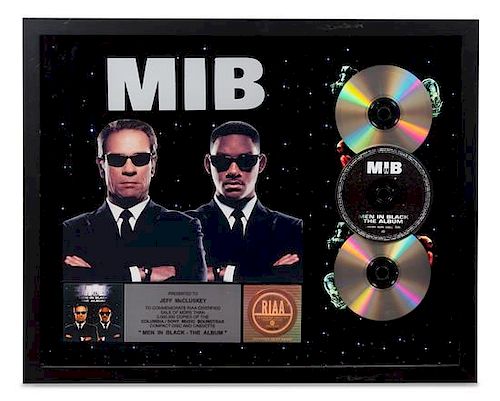 A Men in Black: The Album RIAA Certified 3x Platinum Presentation Album 17 1/4 x 21 1/4 inches.