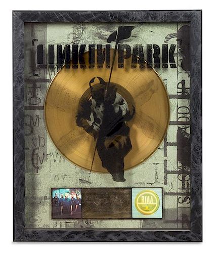 A Linkin Park: Hybrid RIAA Certified Gold Presentation Album 21 1/2 x 17 1/2 inches.