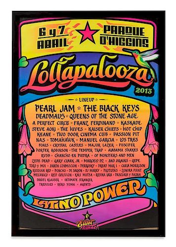 A 2013 Lollapalooza Concert Poster 29 1/4 x 19 1/4 inches visible.