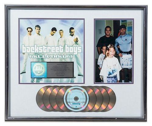 A Backstreet Boys: Millennium RIAA Certified 9x Platinum Presentation Album 20 3/4 x 25 1/4 inches.