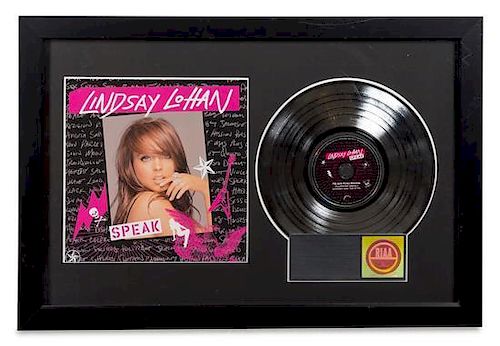 A Lindsey Lohan: Speak RIAA Certified Platinum Presentation Album 20 1/2 x 30 3/4 inches.