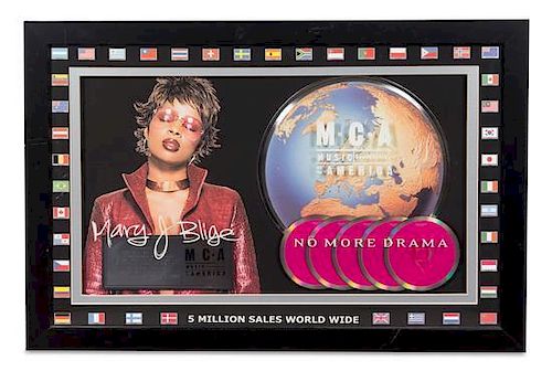 A Mary J. Blige: No More Drama M.C.A Certified 5 Million Worldwide Copies Sold Presentation Album 20 1/4 x 30 1/2 inches.