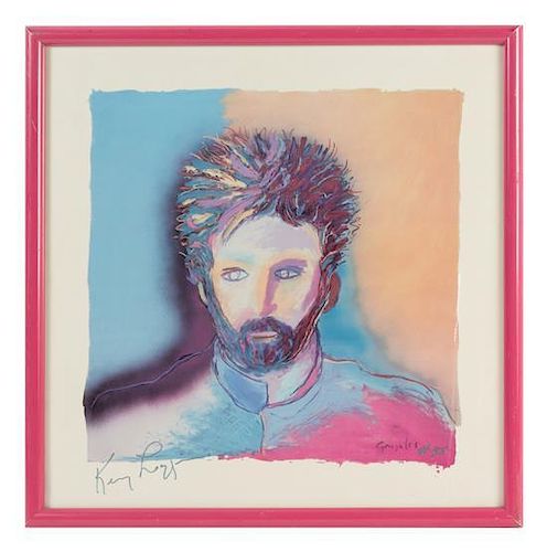 A Kenny Loggins Autographed Print 22 x 22 inches overall.