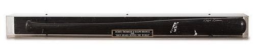 A Bobby Thompson and Ralph Branca Autographed Baseball Bat Length of display case 63 3/4 inches.