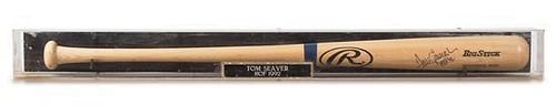 A Tom Seaver Autographed Baseball Bat Length of display case 63 3/4 inches.