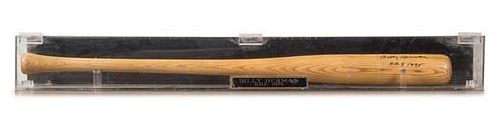 A Bill Herman Autographed Baseball Bat Length of display case 63 3/4 inches.