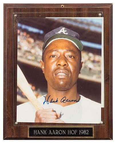 A Hank Aaron Autographed Photo Photo 10 x 8 inches.