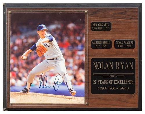 A Nolan Ryan Autographed Photo Photo 10 x 8 inches.