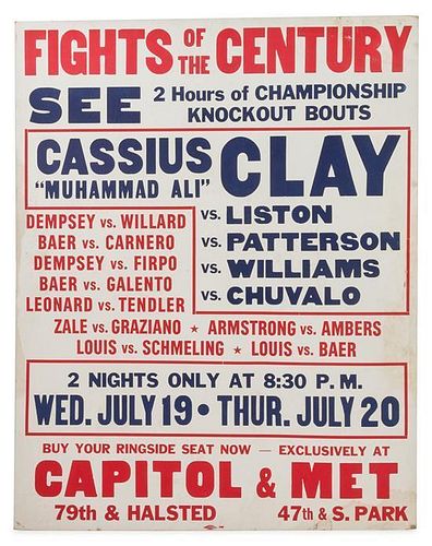 A Muhammad Ali Boxing Promotional Poster 28 x 22 inches.