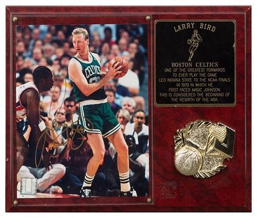 A Larry Bird Autographed Photo Photo 10 x 8 inches.