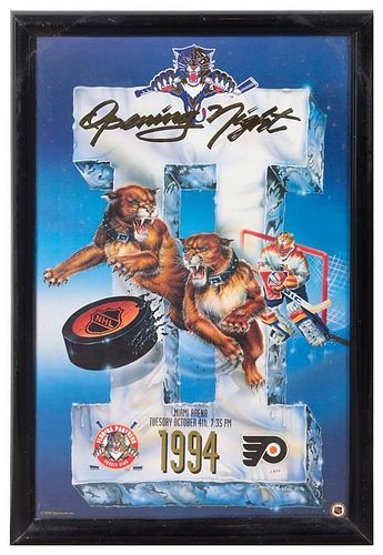 A Florida Panthers NHL 1994 Opening Night Poster 23 x 15 inches visible.