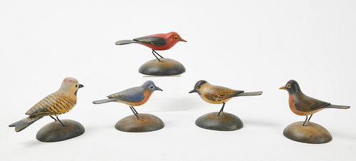 Frank Finney - Five Miniature Carved Birds