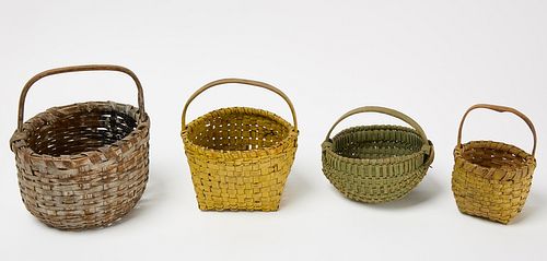 Four Small Painted Baskets