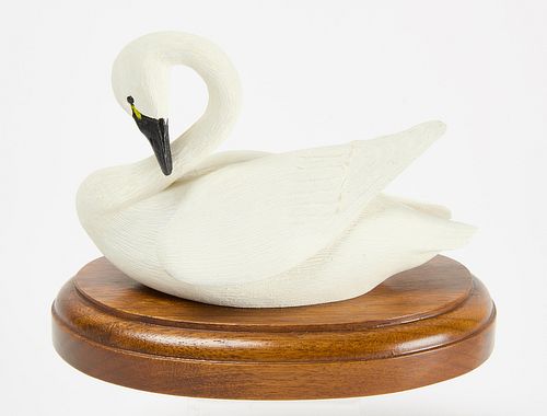 Miniature Carved and Painted Swan