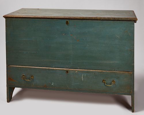 One-Drawer Blanket Chest in Blue Paint