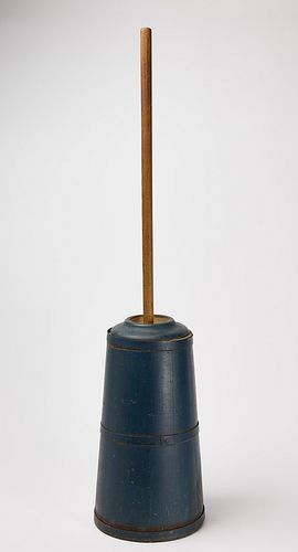 Butter Churn in Blue and White Paint