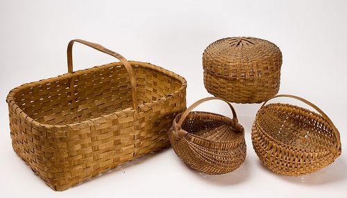 Four Early Baskets - One Signed