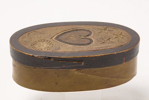 Fine Carved and Painted Oval Box