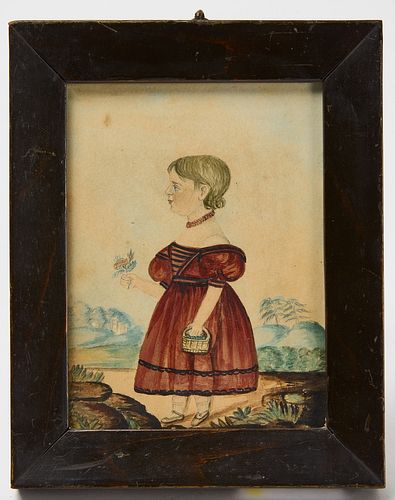 Miniature Portrait of a Girl in a Red Dress